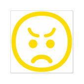 Angry Face Cute Schattig Minimal Line Art Emoji Zelfinktende Stempel (Design)