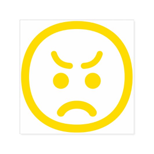 Angry Face Cute Schattig Minimal Line Art Emoji Zelfinktende Stempel (Design)