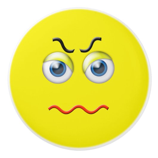 Angry Face Emoji Keramische Knop (Voorkant)