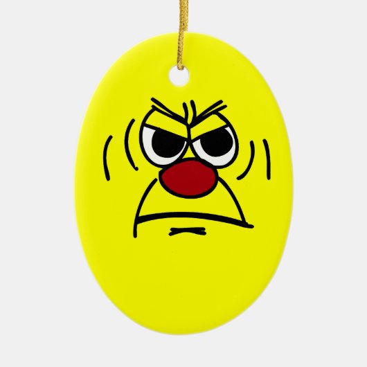 Angry Face Grumpey Keramisch Ornament (Voorkant)