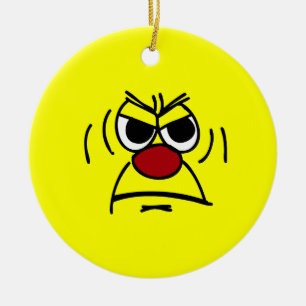 Angry Face Grumpey Keramisch Ornament