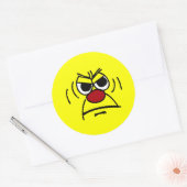 Angry Face Grumpey Ronde Sticker (Envelop)