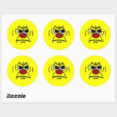 Angry Face Grumpey Ronde Sticker (Vel)