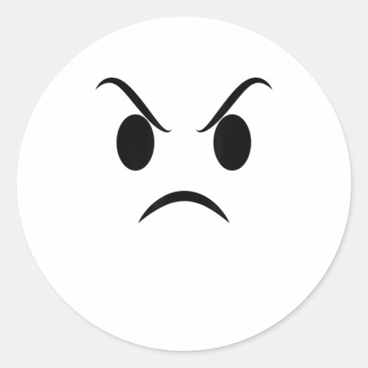 Angry Face Halloween Grumpy Outrage Emojis Ronde Sticker (Voorkant)