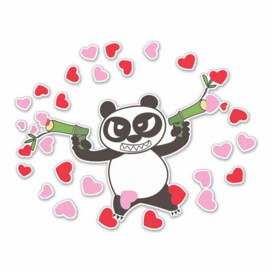 Angry Face Panda houdt van Sticker (Voorkant)