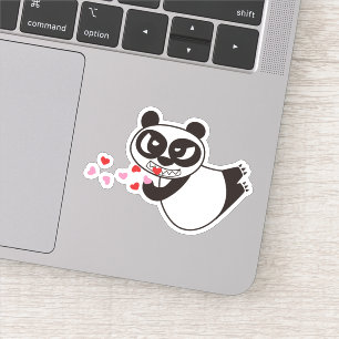 Angry Face Panda Kissing Sticker