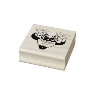 Angry Face Panda Laten we partij hebben Rubberstempel