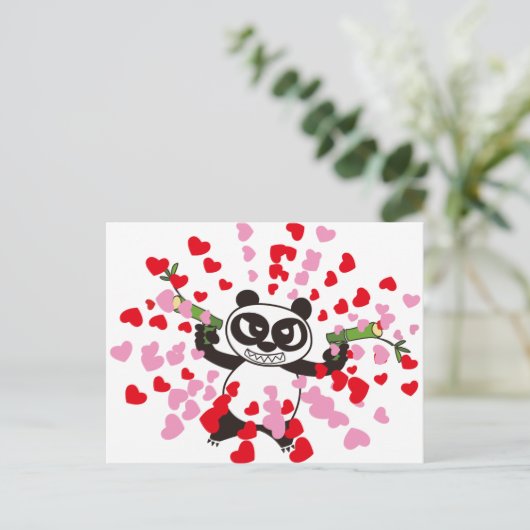 Angry Face Panda Loves Briefkaart (Staand voorkant)