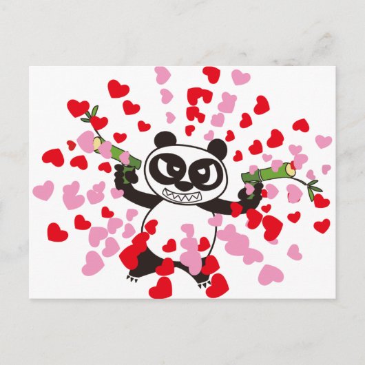 Angry Face Panda Loves Briefkaart (Voorkant)