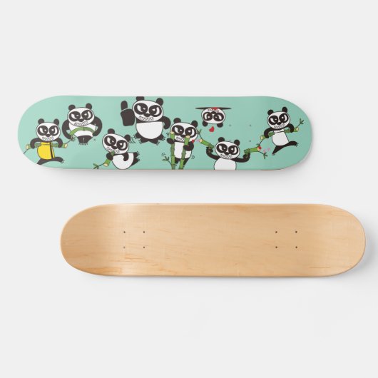 angry face pandas Skateboard (Horizontaal)