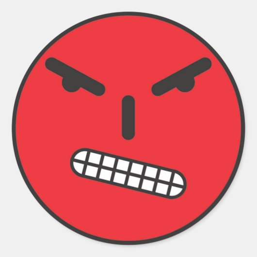 Angry Face Ronde Sticker (Voorkant)