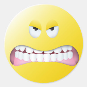 Angry Face Ronde Sticker