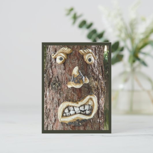 Angry Face Tree Briefkaart (Staand voorkant)