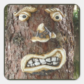 Angry Face Tree Vierkante Sticker (Voorkant)