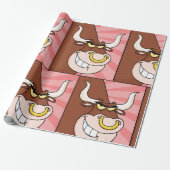 Angry Fierce Bull Mascotte met neusring Cadeaupapier (Uitgerold)