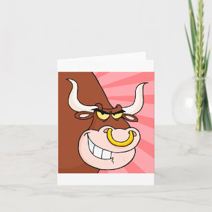 Angry Fierce Bull Mascotte met neusring Kaart