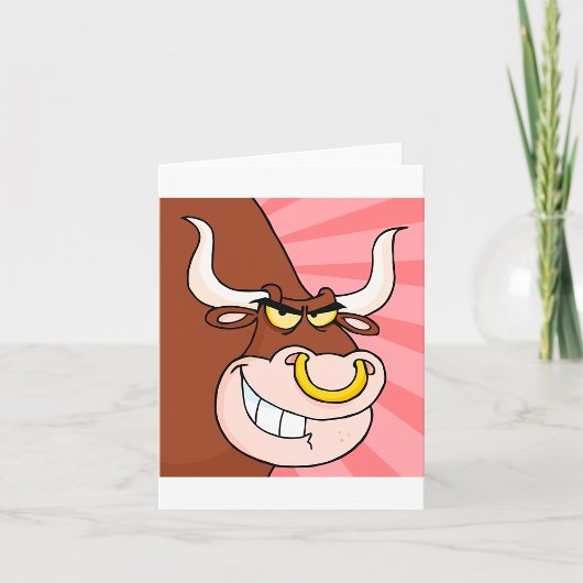 Angry Fierce Bull Mascotte met neusring Kaart