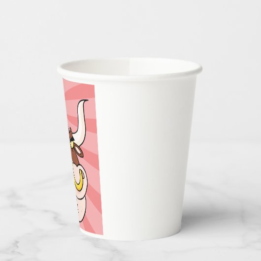 Angry Fierce Bull Mascotte met neusring Papieren Bekers (Links)