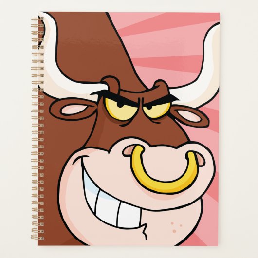 Angry Fierce Bull Mascotte met neusring Planner (Voorkant)