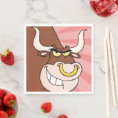 Angry Fierce Bull Mascotte met neusring Servet (Insitu)