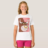 Angry Fierce Bull Mascotte met neusring T-shirt (Voorkant volledig)