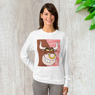 Angry Fierce Bull Mascotte met neusring T-shirt