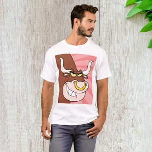 Angry Fierce Bull Mascotte met neusring T-shirt