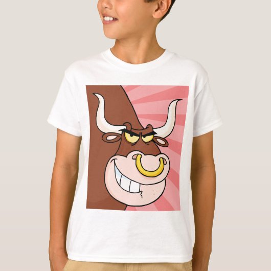 Angry Fierce Bull Mascotte met neusring T-shirt (Voorkant)