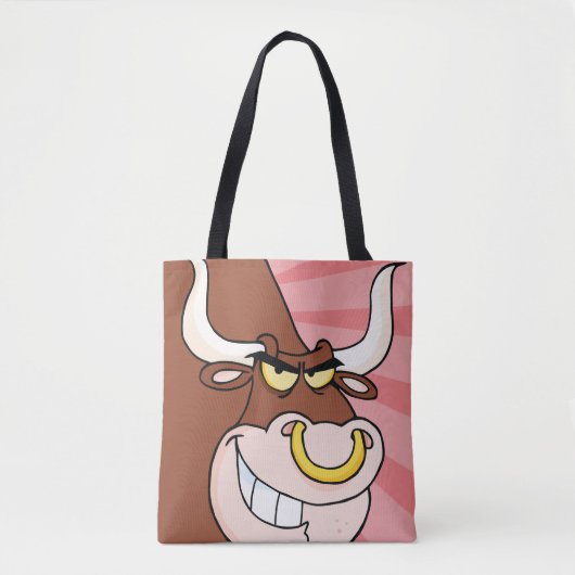 Angry Fierce Bull Mascotte met neusring Tote Bag (Voorkant)
