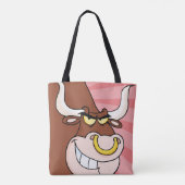 Angry Fierce Bull Mascotte met neusring Tote Bag (Achterkant)