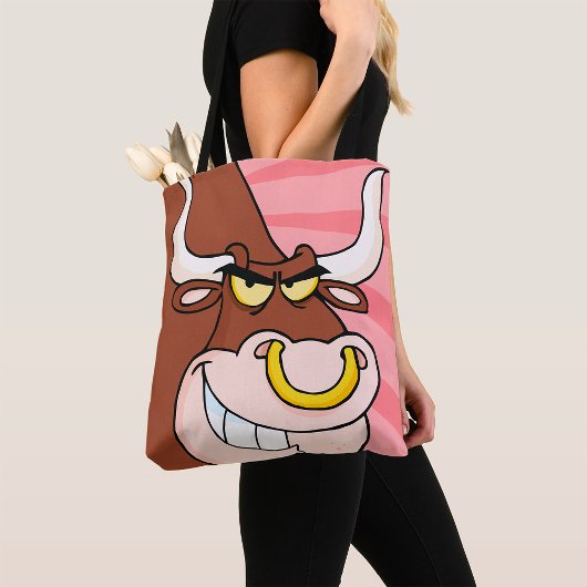 Angry Fierce Bull Mascotte met neusring Tote Bag