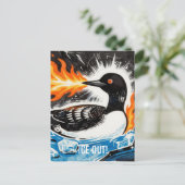 Angry fire breathing MN Loon melting ice Protest Briefkaart (Staand voorkant)