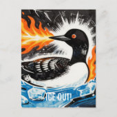 Angry fire breathing MN Loon melting ice Protest Briefkaart (Voorkant)