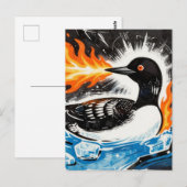 Angry fire breathing MN Loon melting ice Protest Briefkaart (Voorkant / Achterkant)