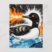 Angry fire breathing MN Loon melting ice Protest Briefkaart (Voorkant)