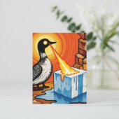Angry fire eyes MN Loon melting ice  Briefkaart (Staand voorkant)