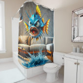 Angry Fish Douchegordijn (In situ)