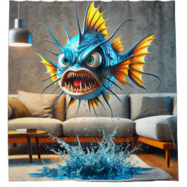 Angry Fish Douchegordijn