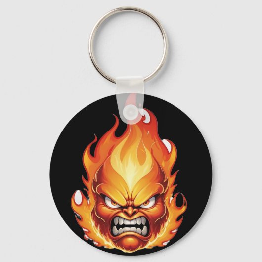Angry Flame Funny Sleutelhanger (Achterkant)