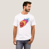 Angry Flaming Meteor Fireball Space Comet Cartoon  T-shirt (Voorkant volledig)