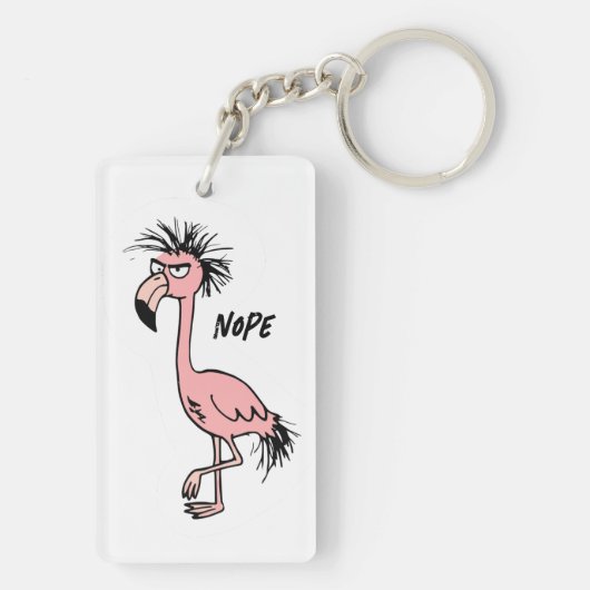 Angry Flamingo Tekening Sarcastische Zin Zak Charm Sleutelhanger (achterkant)