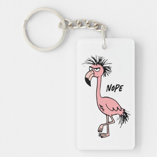 Angry Flamingo Tekening Sarcastische Zin Zak Charm Sleutelhanger (Voorkant)