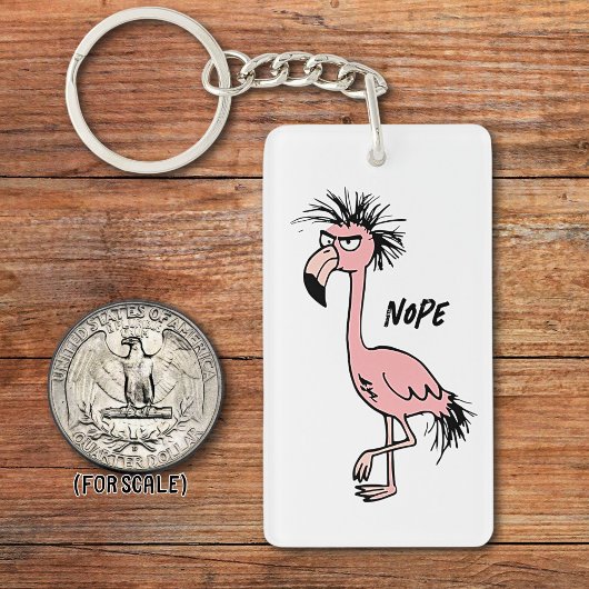 Angry Flamingo Tekening Sarcastische Zin Zak Charm Sleutelhanger