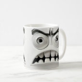 Angry Funny Face | Off White Achtergrond Koffiemok (Voorkant rechts)