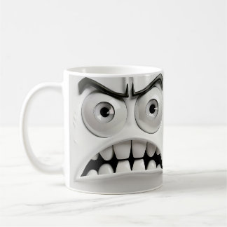 Angry Funny Face | Off White Achtergrond Koffiemok