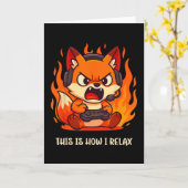 Angry Gamer Kitsune Fox This Is How I Relax Japane Kaart (Gele Bloem)