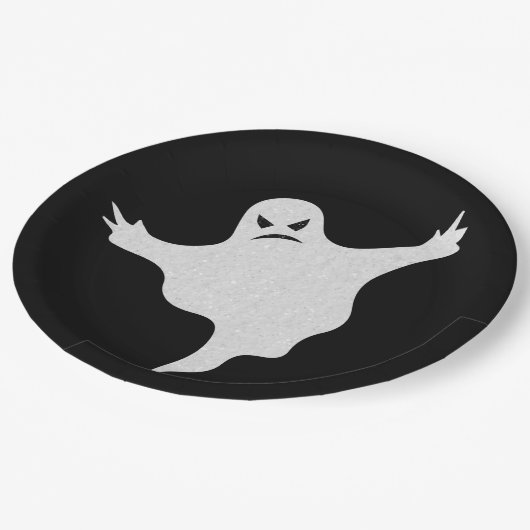 Angry Ghost Glitter Halloween Papieren Bordje (Gekanteld)