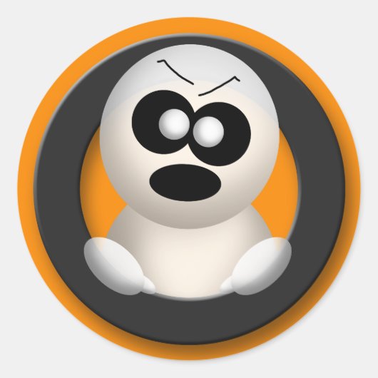 Angry Ghost - Oranje Halloween Stickers (Voorkant)