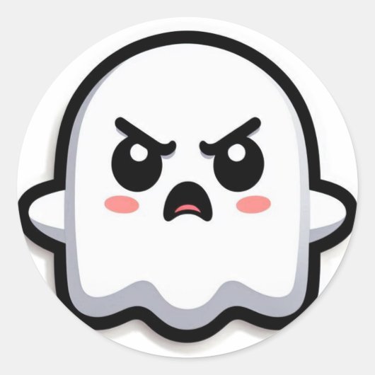 Angry Ghost Ronde Sticker (Voorkant)