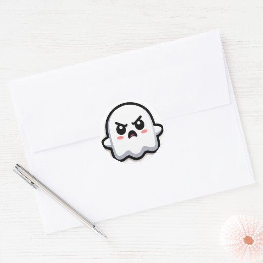 Angry Ghost Ronde Sticker (Envelop)